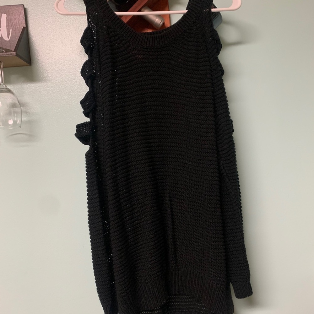 Black waffle knit sweater